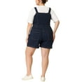 thumbnail image 3 of Agnes Orinda Women's Plus Size Fashion Single Breasted Bib Denim Short Jumpsuit, 3 of 5