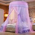 thumbnail image 1 of Mosquitera colgante de tela estilo princesa con forma de cúpula para cama, estilo europeo, con alambre de hierro, para colocar en el suelo, para adultos de 1,2 m, 1 of 5