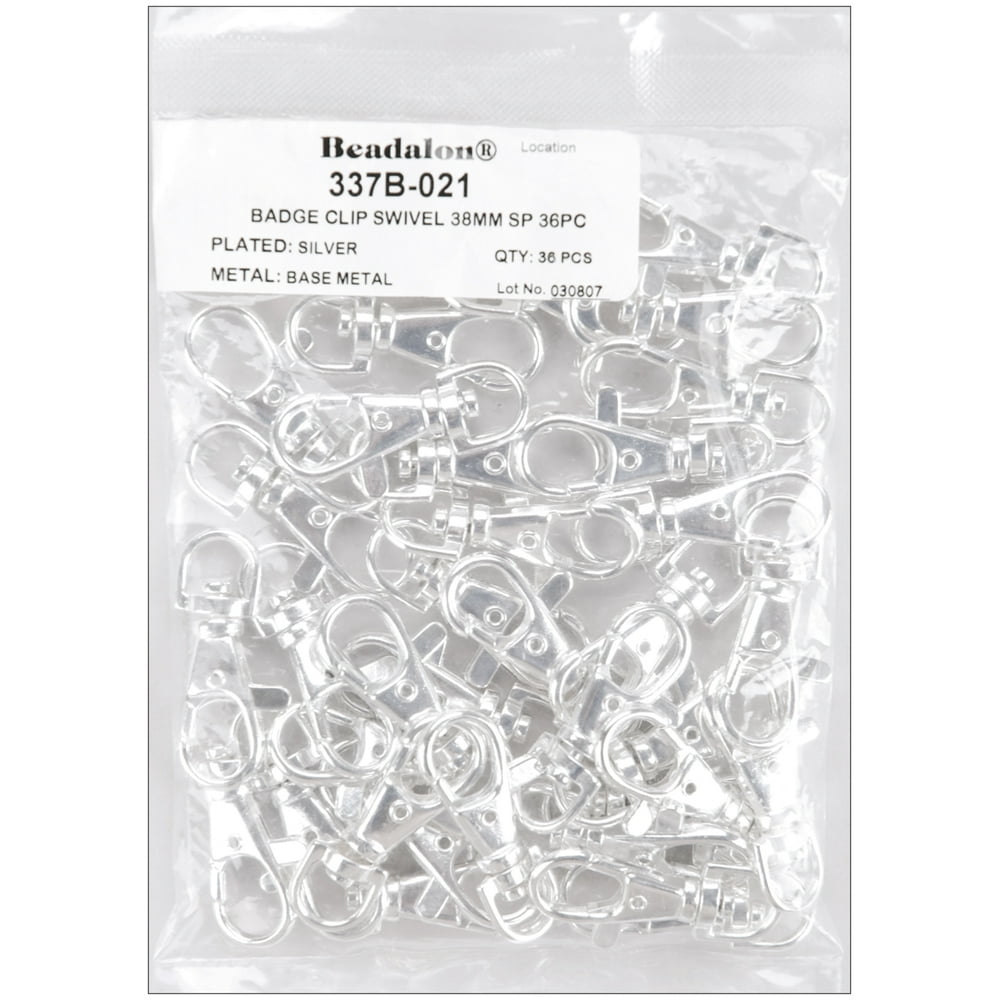 SilverPlated Badge Clips with Swivel, 36Pack