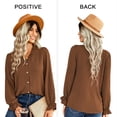 thumbnail image 4 of Camisas con cuello en V y botones para mujer, manga larga/corta, para oficina, informales, de negocios, blusas lisas, 4 of 6