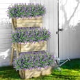 thumbnail image 5 of Artificial Plants Fake Flowers indoor outside plants uv Resistant Faux Bulk plastic Daffodils Flower Greenery Boxwood for Hanging Planters Outdoor Front Porch Backyard Garden Decoration(purple), 5 of 5