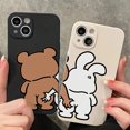 thumbnail image 1 of 2pcs Simple Advanced High-end Black White Couple Phone Case, Suitable For IPhone 15/14/13/12/11 Plus/Pro/ProMax/XR/XS/XS Max/8/7Plus All-inclusive Soft Shell Protective Case, Mobile Phone Case, 1 of 5
