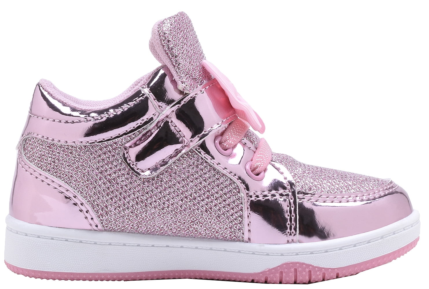 NEWMALL Toddler Glitter Shoes Girls Flashing Cute Bowknot Sneakers (10 Toddler,Pink)