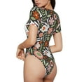 thumbnail image 3 of Naloa Rabbits on Floral Women's Short-Sleeved Onesie, One-Piece Swimsuit for Parties, dates, clubs - Small, 3 of 9
