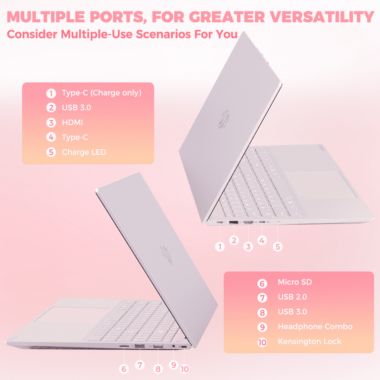 15.6" + 7" Touch Dual Screen Laptop - 12th Gen N100, 32GB RAM, 512GB SSD, Windows 11 Pro