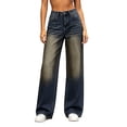 thumbnail image 2 of Zormilly Wide Leg Jeans for Women High Waisted Distressed Straight Leg Jeans with Pockets Fashion Loose Denim Pants, 2XS-XL, 2 of 8