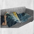 thumbnail image 6 of Yellow and Blue Soft Flannel Fleece Blanket, Old Tram in the City Center Vintage Urban Train Station European Town Image, Cozy Plush for Indoor and Outdoor Use, 50" x 70", Slate Blue, by Ambesonne, 6 of 6
