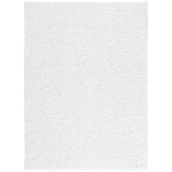 SAFAVIEH Rumi Blaire Solid Polyester Shag Area Rug, Ivory, 9' x 12'