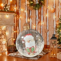 Light Up PVC Inflatable Christmas Ball,24 Inch Large Outdoor Decorated Ball Outdoor Christmas Decorations,New Years Christmas Ornaments with Light,Remote for Yard & Pool Decorations (Clear)