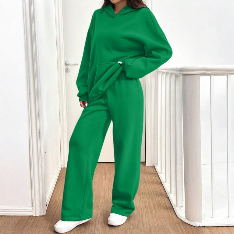 Women's Oversized 2 Piece Sweatsuit Set Hoodie Wide Leg Sweatpants
