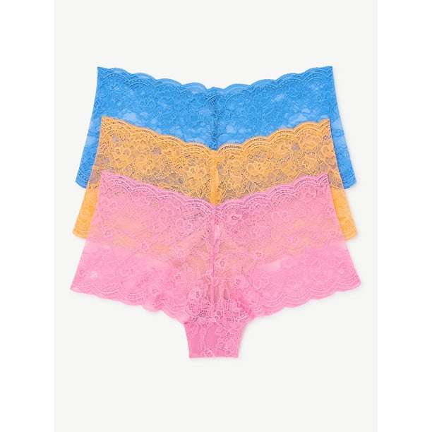 3 Pack Floral Lace Boyshort Panties For Women Soft Stretch Lingerie Full Lace Briefs Shein Style Underwear Set main image 1