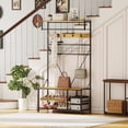 thumbnail image 3 of 5 in 1 Hall Tree with Bench and Shoe Storage, 39" Entryway Coat Rack with Shoe Bench, Adjustable Shelf, Hanging Rod & 9 Hooks, Coat and Shoe Rack for Hallway Mudroom Bedroom, 3 of 16