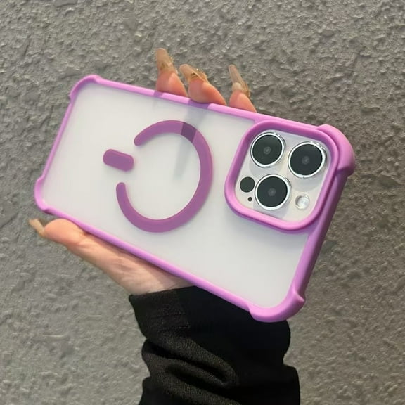 for iPhone 16 Pro Max Magnetic Case, Shockproof Anti-Scratch Translucent Protective Phone Cover Rugged Raised Corners Drop Resistant Case Support Wireless Charging for iPhone 16 Pro Max, Purple