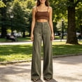 thumbnail image 6 of Ruimatai Womens Wide Leg Corduroy Pants High Waist Button Pocket Stretch Retro Casual Trousers, 6 of 9