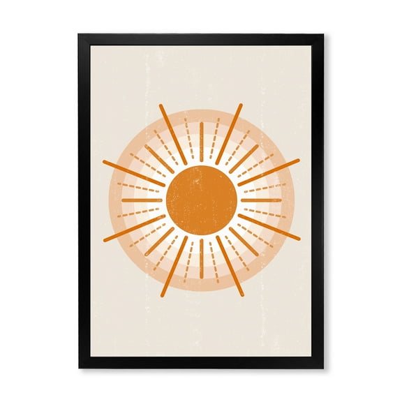 Designart 'Orange Radiant Sun II' Modern Framed Art Print