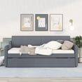 thumbnail image 2 of Euroco Upholstery Twin Size Daybed, Sofa Bed with Pop Up Trundle and USB Charging, Gray, 2 of 11