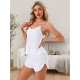 thumbnail image 2 of DARING DIVA Women's Satin Pajamas Sets Cami Sleepwear Silky PJ Set with Shorts XS White, 2 of 7