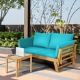 thumbnail image 5 of Costway Patio Convertible Sofa Daybed Solid Wood Adjustable Thick Cushion Turquoise, 5 of 11