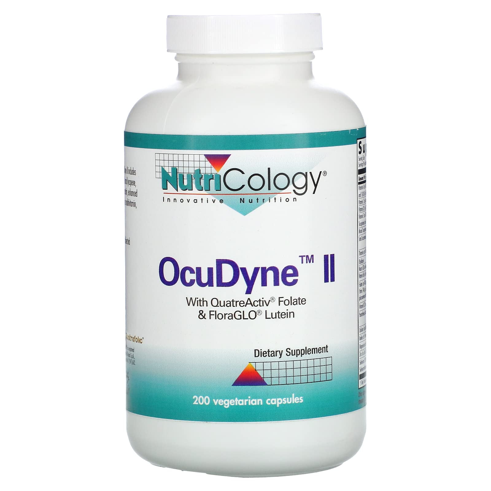 NutriCology OcuDyne II - Delivers 10 mg of Lutein - Folate, Tocotrienols & Vitamin D - Multivitamin & Multimineral Formula - Eye Health Support - 50 Servings - 200 Vegetarian Capsules