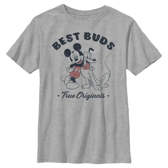 Boy's Mickey & Friends Distressed True Originals  Graphic Tee Athletic Heather Large