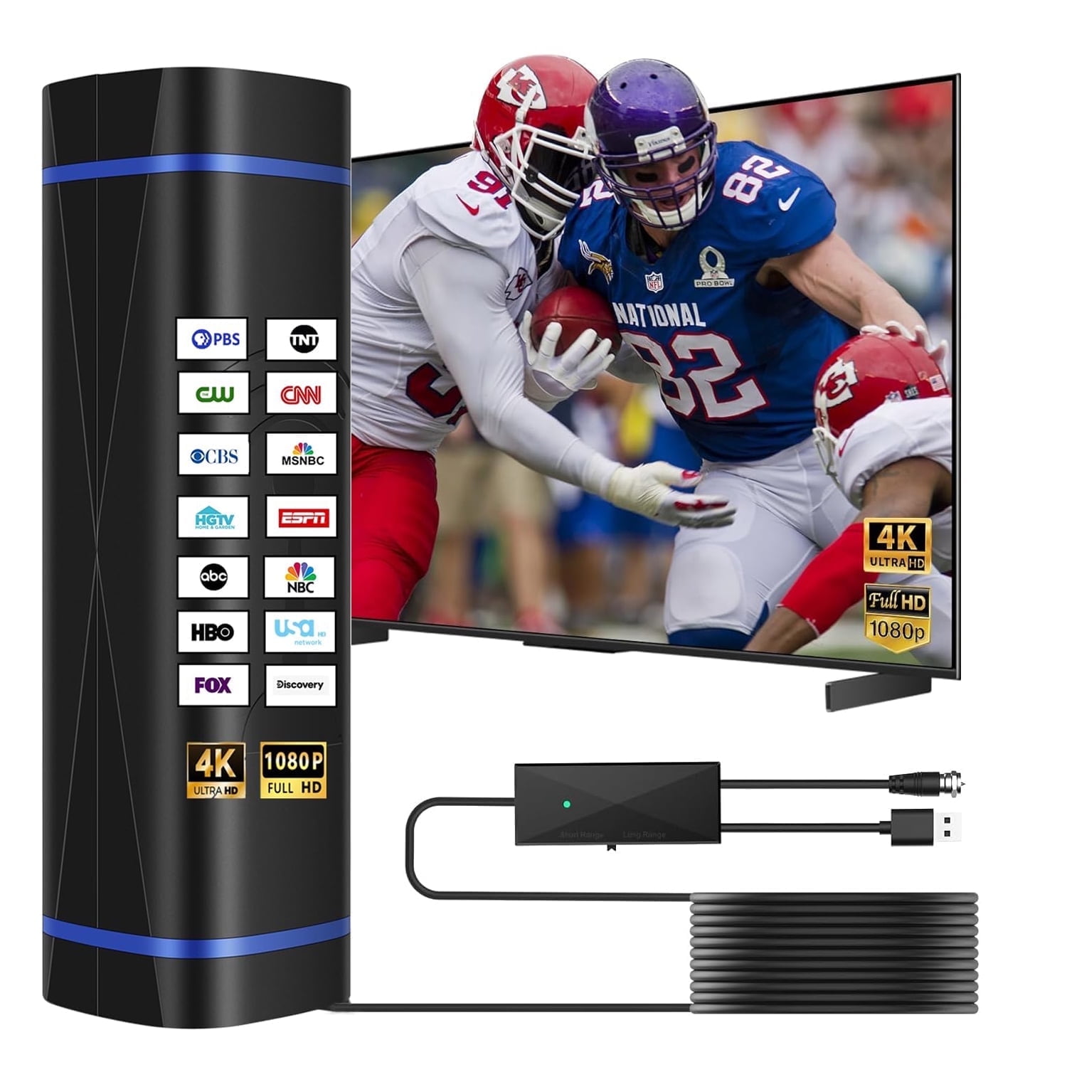 2024TV Antenna 150 Miles Long Range with Built-in