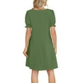 thumbnail image 4 of LOVZFMLL Women's Casual Dresses Summer Puff Short Sleeve Square Neck T-Shirt Dresses Cute Vacation Solid A-Line Mini Dresses Green S, 4 of 7