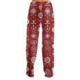 thumbnail image 7 of Christmas Womens Pajamas Casual Flannel Christmas Snowflake Print Pajama Pants Comfy Elastic Waist Fall Pj Bottoms Holiday Soft Sleep Loungewear Pants Wine XS, 7 of 7