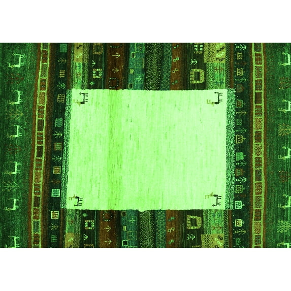 Ahgly Company Indoor Rectangle Abstract Green Contemporary Area Rugs, 6' x 9'
