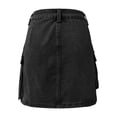 thumbnail image 4 of Fgnfyis Women's Straight Denim Skirt with Pockets Casual A-line Mini Skirt for Daily Wear Outfit Spring Summer Fall Fashion Utility Style Black XL, 4 of 5