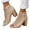 Beige, variant on Women's Peep Toe High Chunky Heel Sandals Summer Pumps Cutout Dressy Party Prom Booties Back Zipper