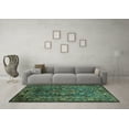 thumbnail image 3 of Ahgly Company Indoor Square Medallion Turquoise Blue Traditional Area Rugs, 8' Square, 3 of 4