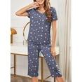 thumbnail image 5 of DAKIMOE Womens Pajama Sets Capri Sleepwear Short Sleeve Two-Piece Pjs V Neck Tops & Capri Pants with Pockets Casual Prints Lounge Sets for Women S-XL, Star-Gray, L, 5 of 6