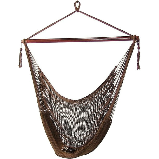 Sunnydaze Hanging Rope Hammock Chair Swing Caribbean Style Extra