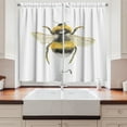 thumbnail image 2 of Ambesonne Bee Kitchen Curtains, Watercolor Bumblebee Drawing, 55"x30", Pale Orange and Dark Grey, 2 of 3