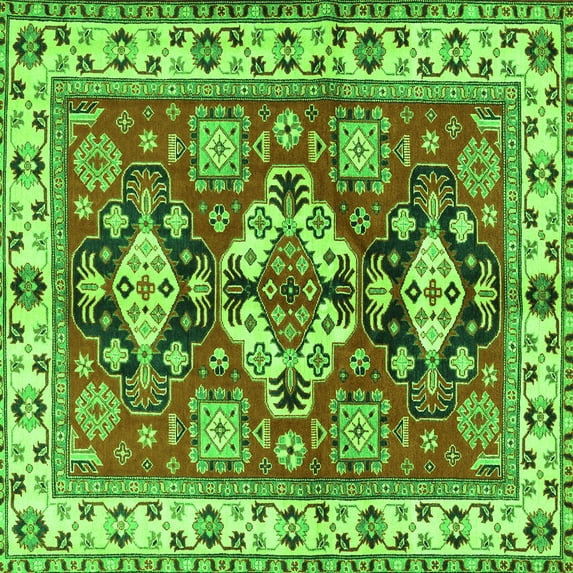 Ahgly Company Indoor Square Persian Green Traditional Area Rugs, 4' Square