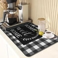 thumbnail image 5 of Black White Grey Buffalo Grid Coffee Mat Set (2 Pcs): 12x19in Absorbent Rubber Backed Dish Drying Mat – Fits Under Coffee Maker Espresso Machine – Hide Stains Kitchen Bar Accessory, 5 of 6
