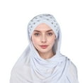 thumbnail image 3 of Riforla Women's Three Layer Tie Head Wrap Scarf Turban Cap Elegant and Stylish Head Covering Accessory White, 3 of 3