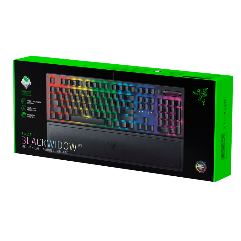 Razer BlackWidow V3 Full Size Mechanical Gaming Keyboard for PC, Chroma  RGB, Wrist Rest, Black