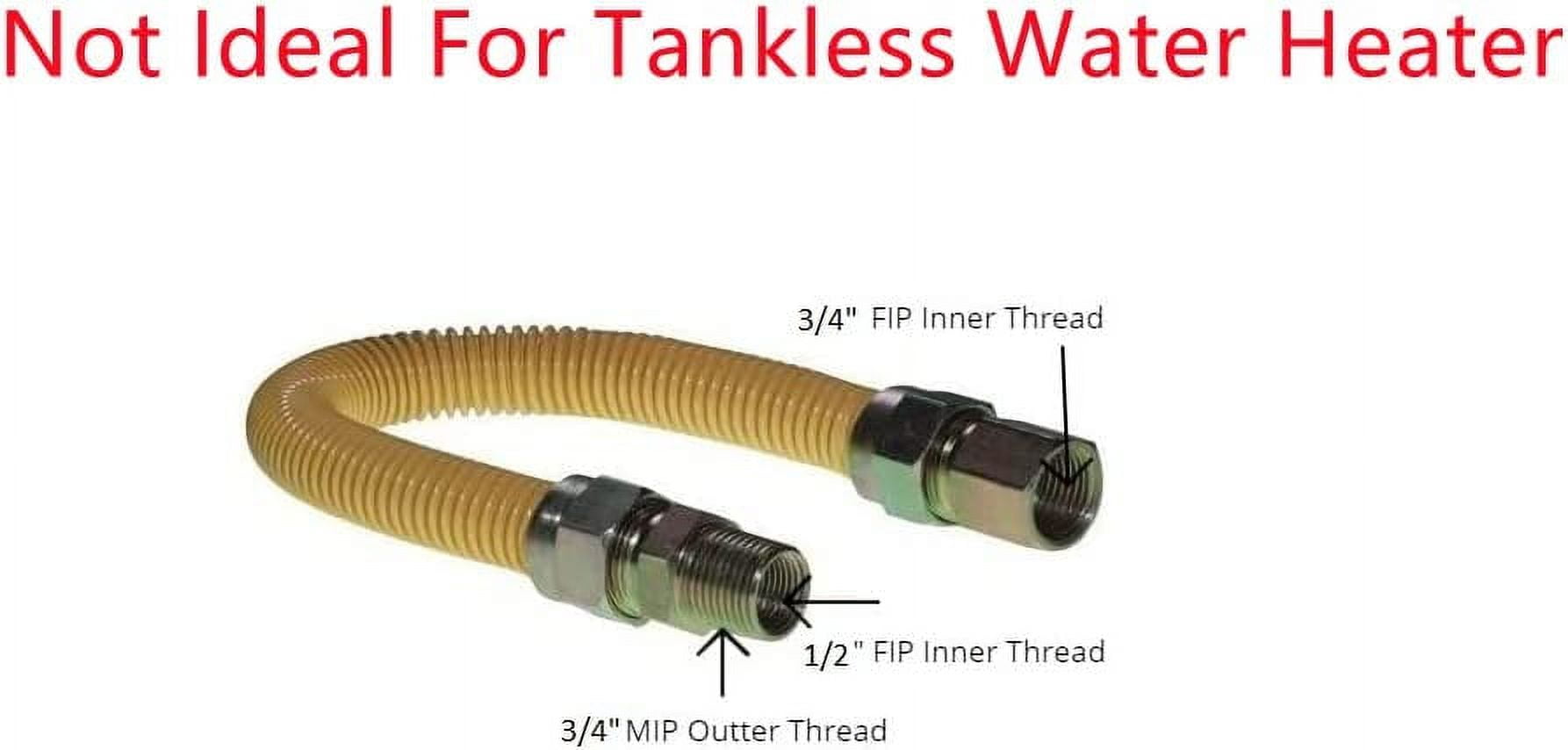 GraceHome-US 18-Inch Yellow Epoxy Coated SS Corrugated Gas Flex Connector (3/4" MIP x 3/4" FIP, 5/8" OD) - Flexible Natural Gas Line for Water Heater, Range, Dryer, Stove, Grill