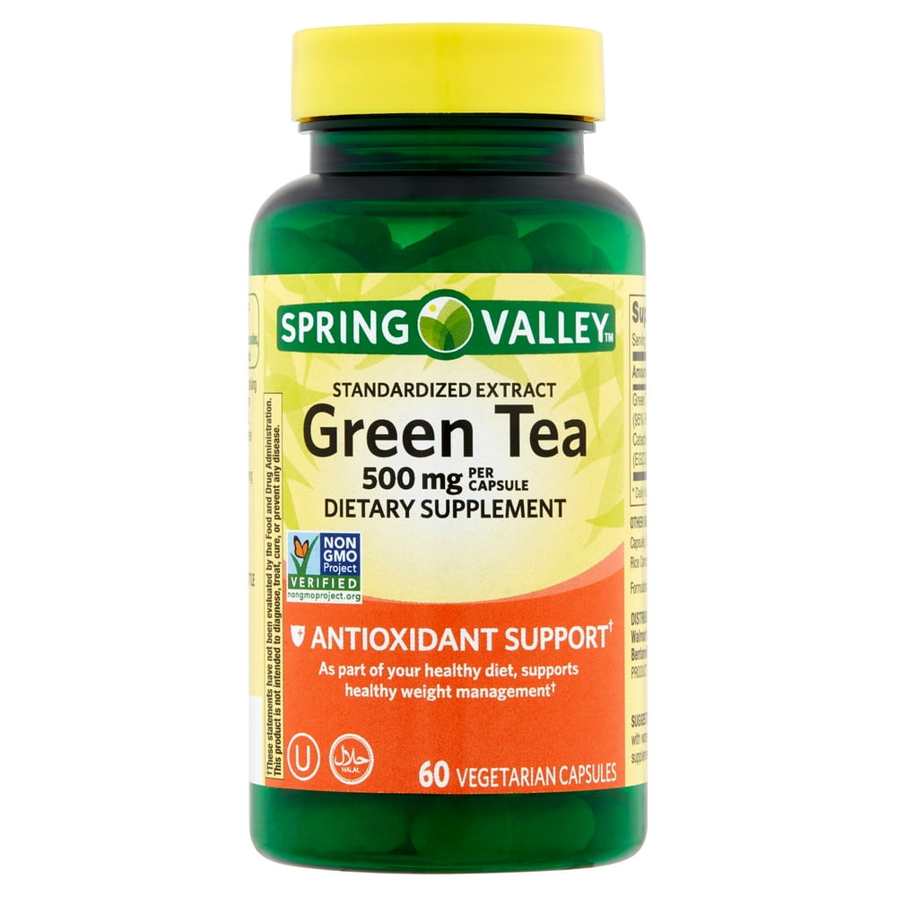 Spring Valley Green Tea Extract Vegetarian Capsules, 500 mg, 60 Count