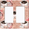thumbnail image 2 of Metal Light Switch Wall Plate Outlet Cover (Coffee Mocha Espresso Heart Cupcake Macaron Flower Bouquet Damask Pink - Double Rocker), 2 of 2