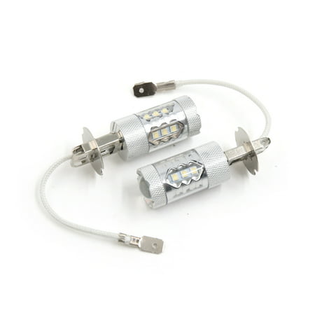 2Pcs 80W H3 White 2828 SMD 16 LEDs Projector Lens Fog Headlight Bulb for (Best Bulbs For Projector Headlights)