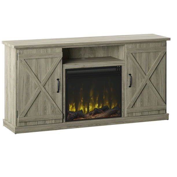Twin Star Home Barn Door Tv Stand For Tvs Up To 70 Inches With Classicflame Electric Fireplace Ashland Pine Com Twin Star Home Barn Door Tv Stand For, Farmhouse Sliding Barn Door Tv Stand With Fireplace