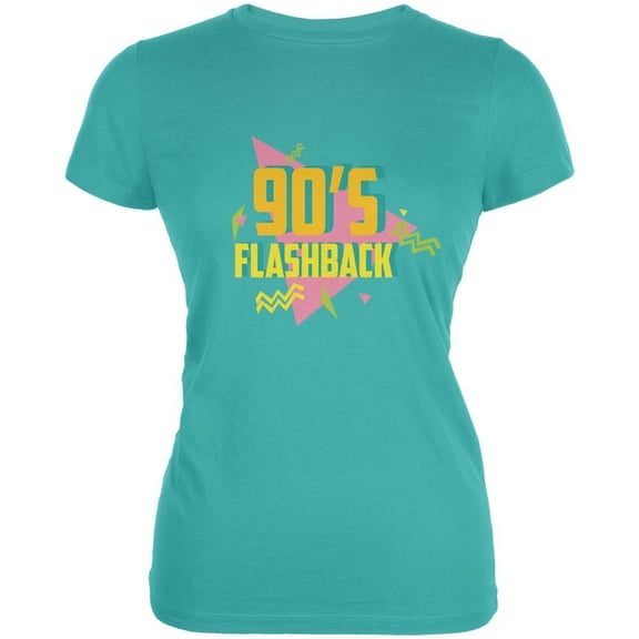 90's Flashback Teal Juniors Soft T-Shirt - X-Large