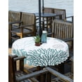 thumbnail image 2 of Fsddascl Teal Green Coastal Outdoor Tablecloth - 60 Inch Round Dining Table Cover, Coral Jellyfish Nautical Waterproof Outdoor Table Cloth with Umbrella Hole & Zipper for Picnic/Patio/Party, 2 of 7