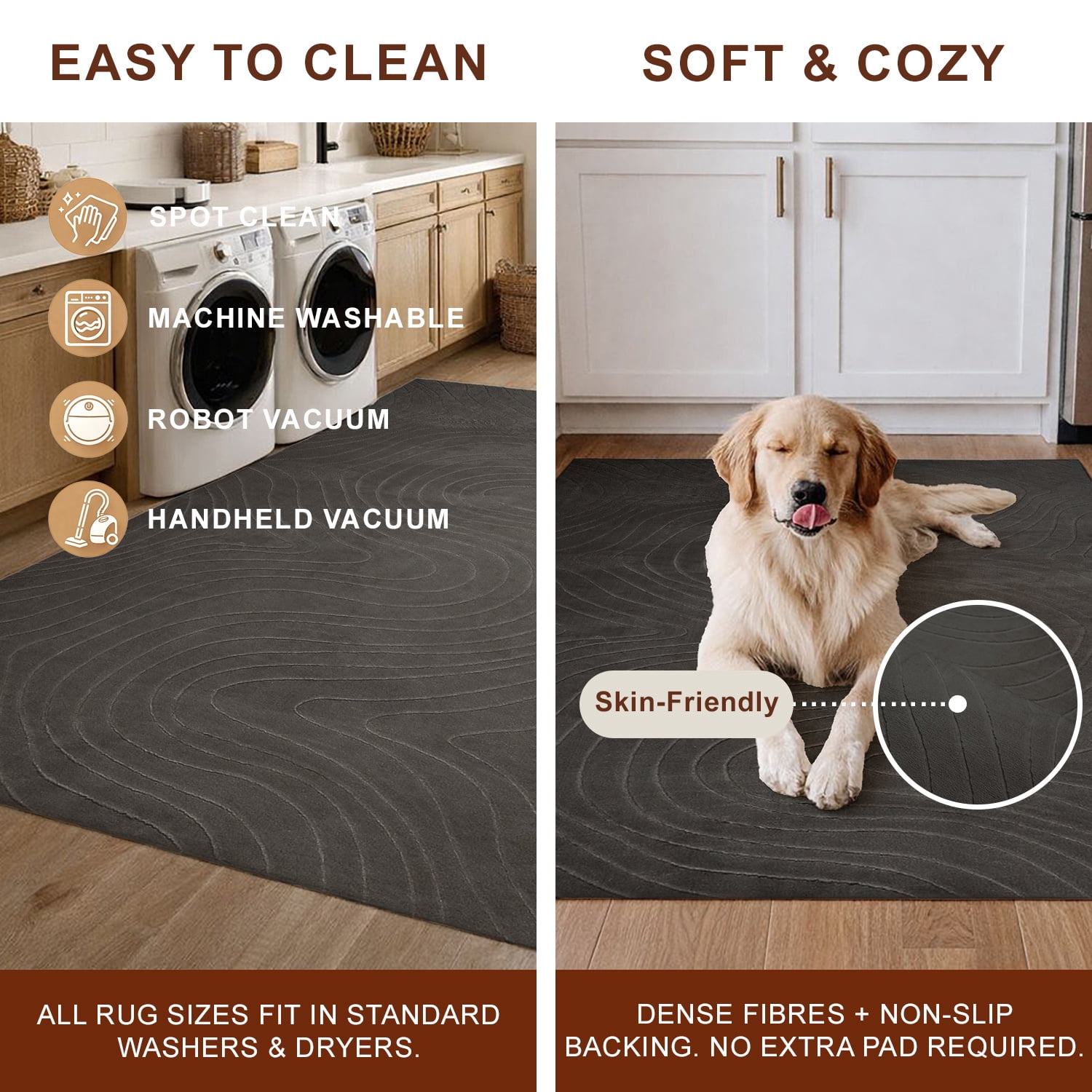 ECARPET Somos Machine Washable Contemporary/Modern Runner Rug for Living Room, Bedroom, Dining Entrance