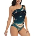 thumbnail image 3 of Goofa Artistic Starry Sky Moon Book Pattern Women's One Piece Swimsuits Tummy Control Bathing Suits Asymmetric One Shoulder Swimwear-Medium, 3 of 6