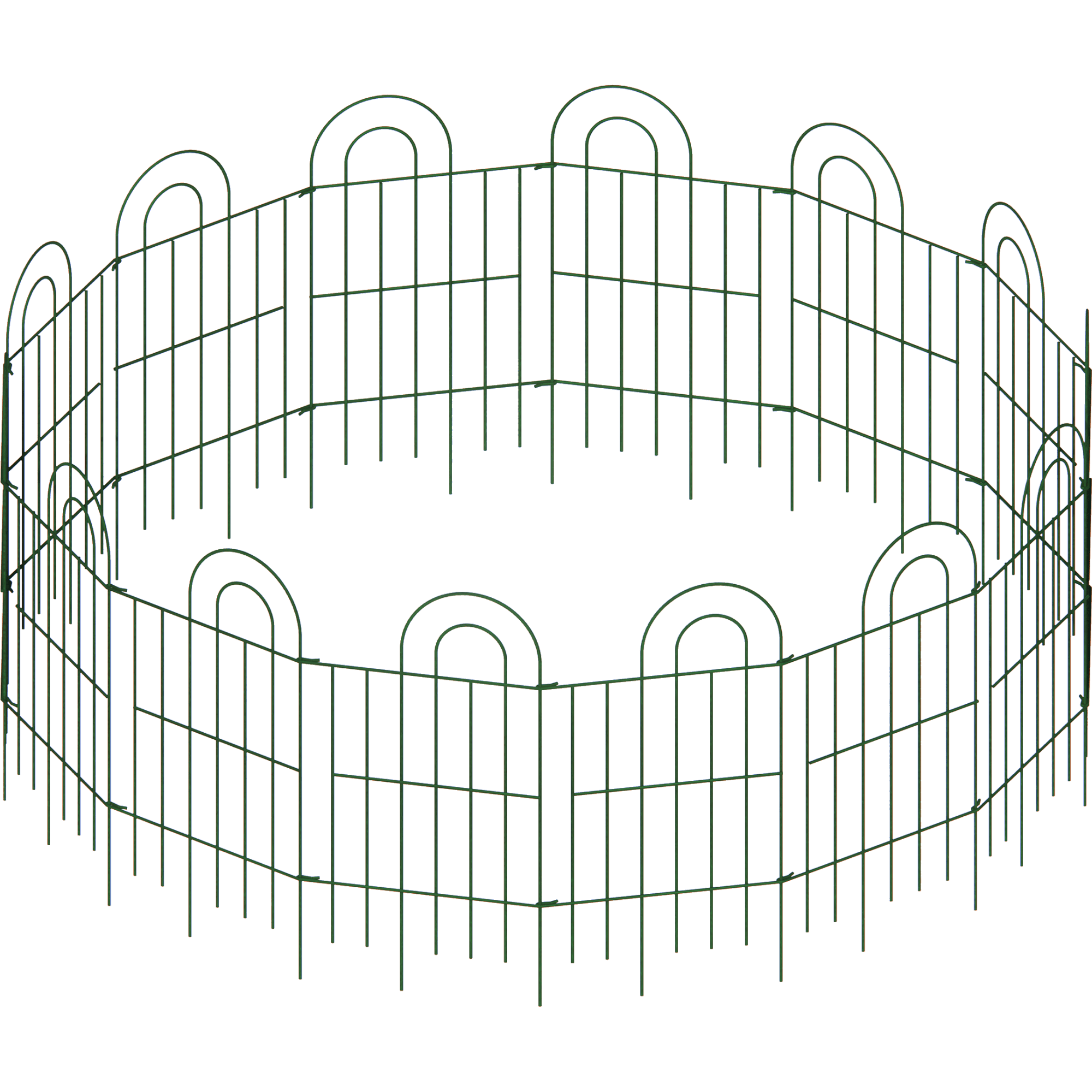 Holaki 14 Panels 32 in(H) X 20.4ft(L)Decorative Outdoor Garden Fence for Yard Animal Barrier Fencing Galvanized Rustproof Metal Fence Panels Garden Fencing for Flower Bed Fence Dark Green