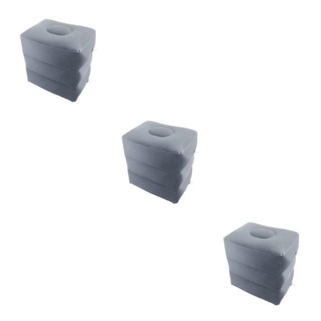 Ruiboury Inflatable Foot Rest 3 Layers Foot Stool Rest Pillow Foot for Travelling Light Gray 40 x 30 x 43cm 3Set