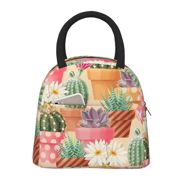 Disketp Succulent And Cactus Bolsa Térmica para Almuerzo, Lonchera con Abertura Amplia y Gran Capacidad, Organizador Reutilizable para Mujeres, Hombres y Adultos